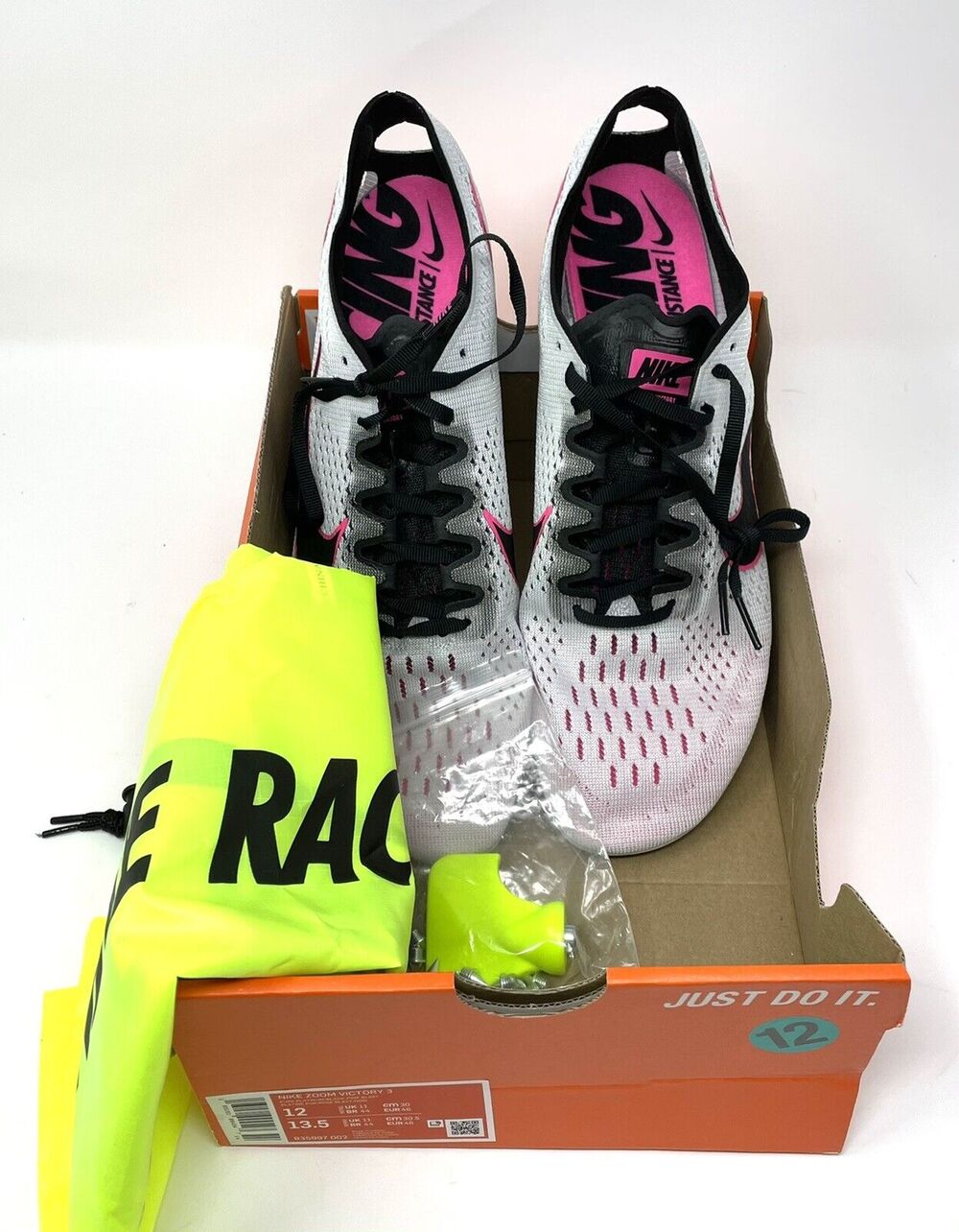 Nike Zoom Victory 3 Track Spikes Mens Sz 12 Pink Gray 835997-002 *NO LID*